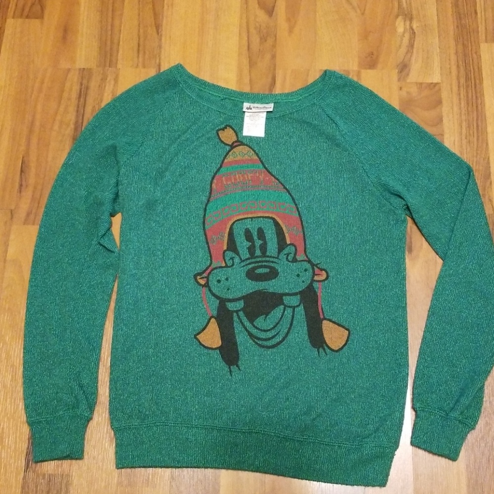Disney Parks | Lightweight Green Goofy Sweater
